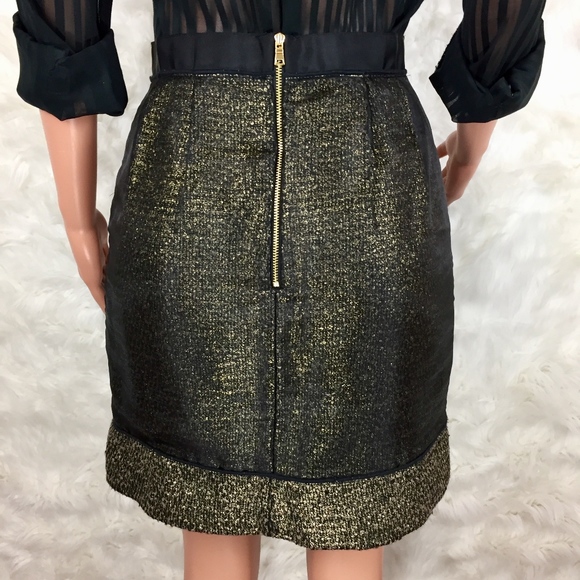 Ann Taylor Loft Gold Tweed Taffeta Overlay Skirt - Picture 6 of 8